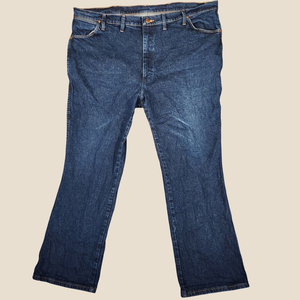 Wrangler Jeans Men 44x30 947STR Cowboy Cut Slim Fit Blue Denim Stretch EUC